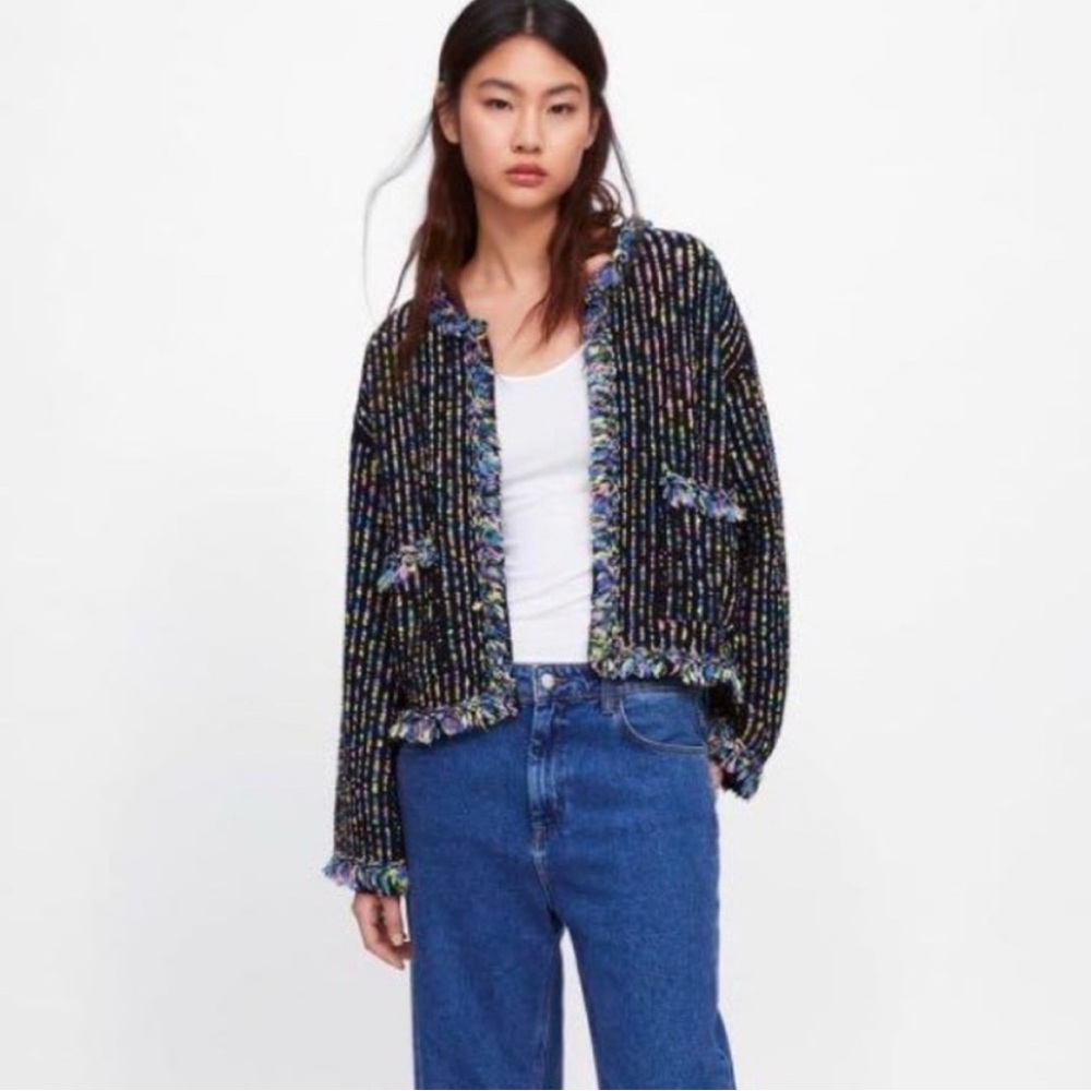 Zara Multicolor Tweed Jacket